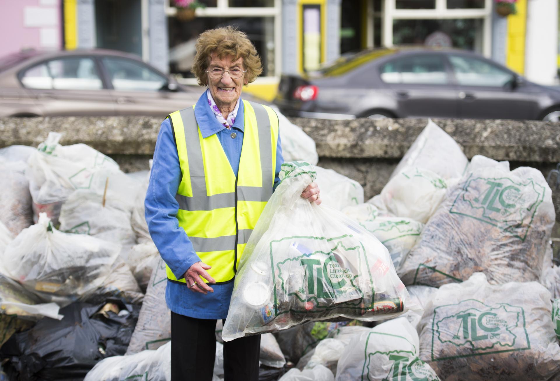 An elderly woman helps out at TLC