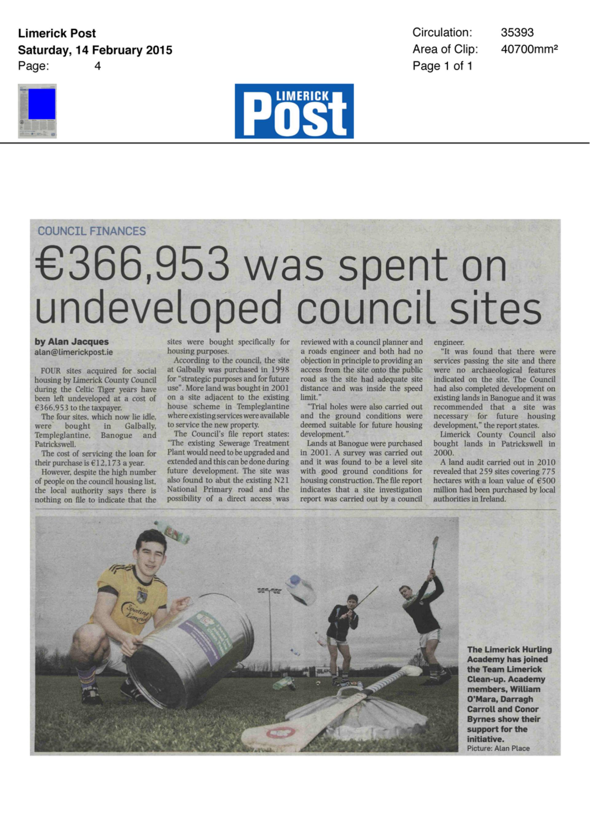 Limerick Post Hurling article