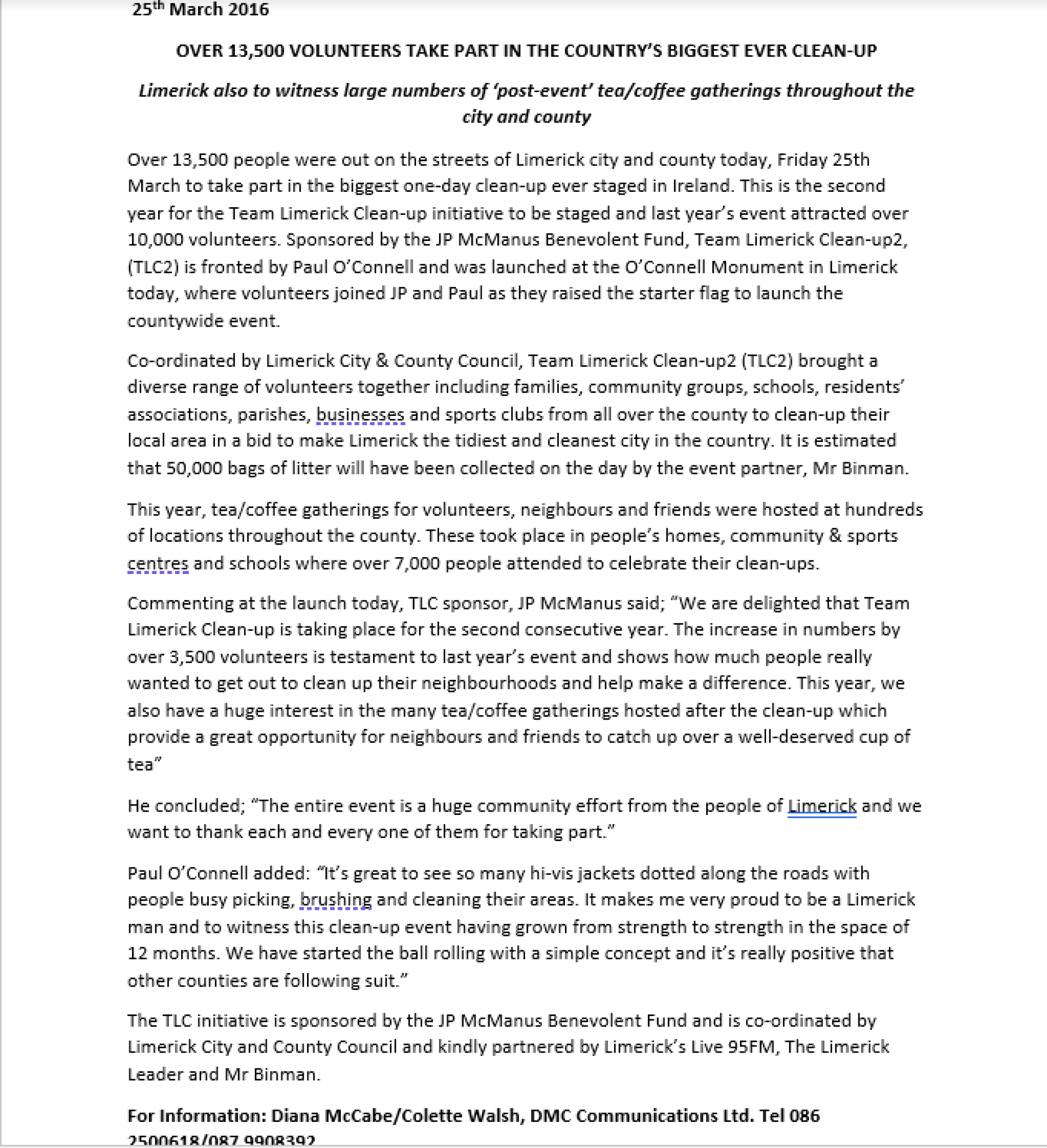 TLC2 2016 Press Release