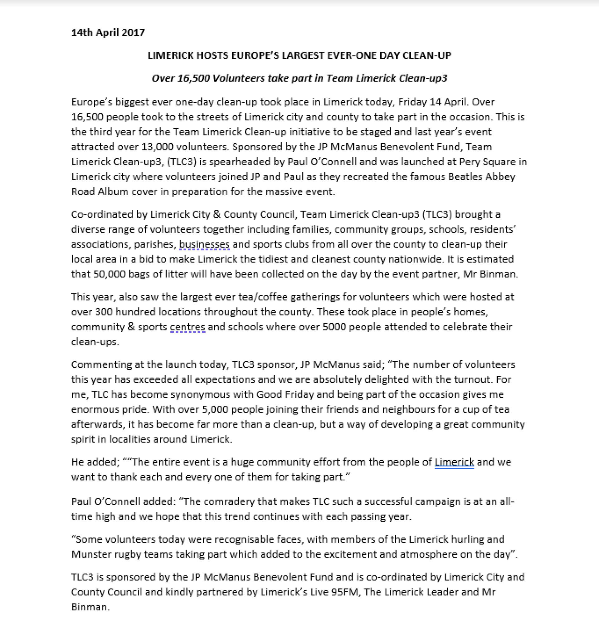 TLC3 2017 Press Release